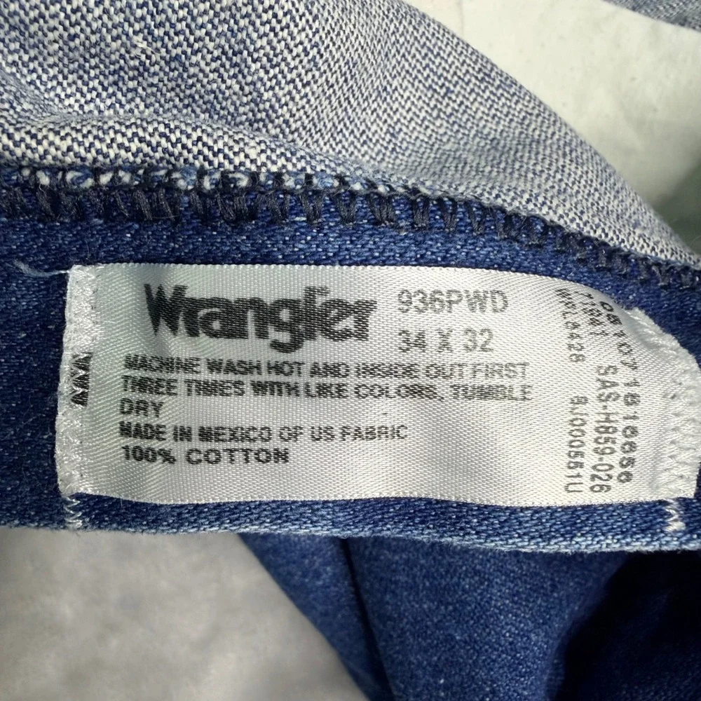 Wrangler 936PWD Cowboy Cut Slim Fit Jeans Men 32x32 Blue Rigid Denim 100% Cotton
